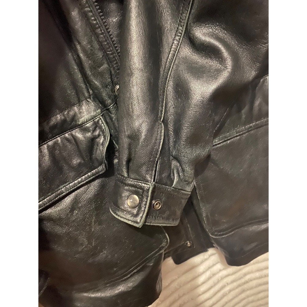 Wilson's Leather Men's Black Leather Coat Large Thinsulate Zip Out Liner Winter - Picture 4 of 15